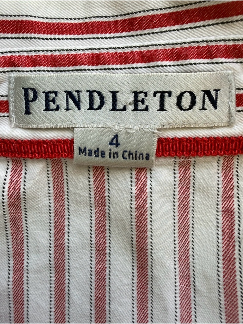 Pendleton Red and White Striped Button-Down Shirt Size 4 Preppy Coastal Grandma - Picture 4 of 14